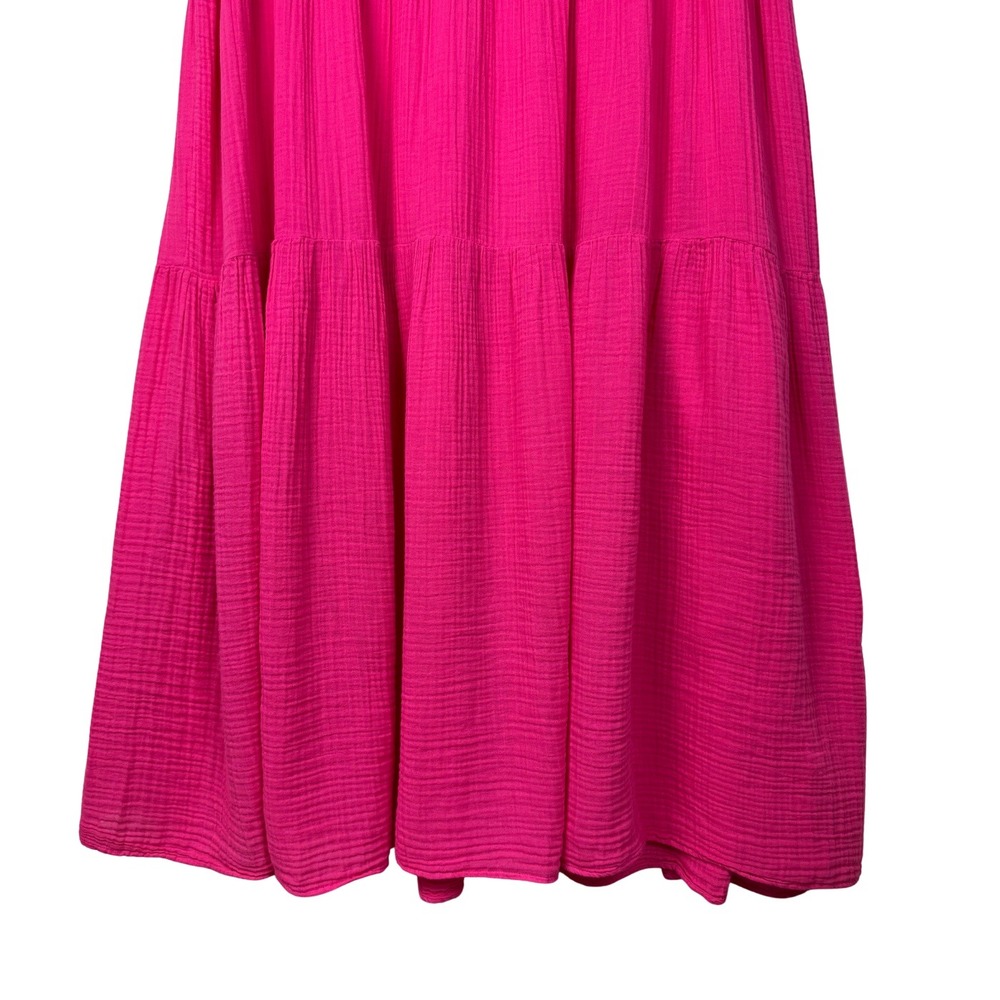 Anthropologie Tiered Cotton Gauze Maxi Dress Women 2X Pink Babydoll Boho Resort - Picture 3 of 8